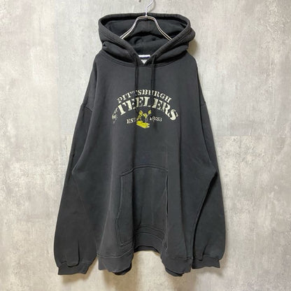 古着 used　Reebok リーボック　NFL　Pittsburgh Steelers　長袖プリントパーカー　オーバーサイズ