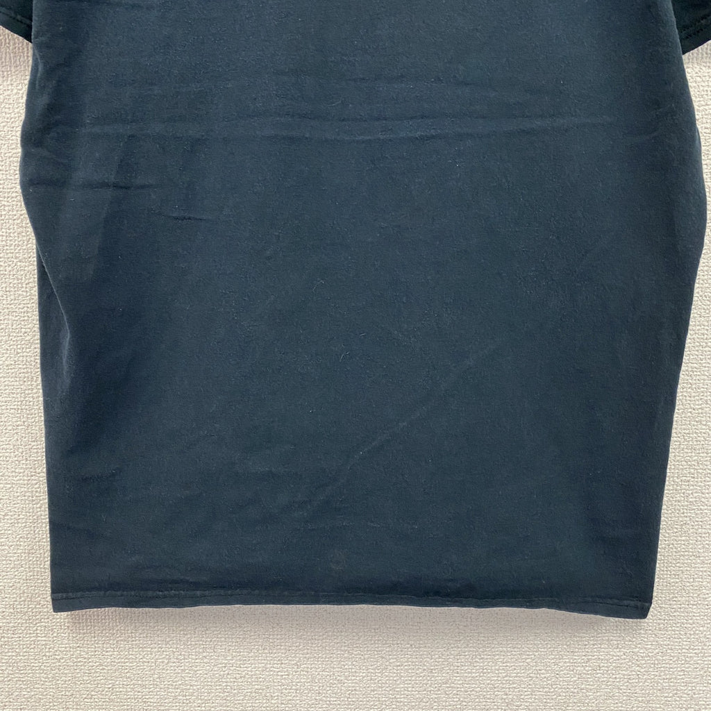 GILDAN　ギルダン　Premier　プレミアオーソペディクス　半袖プリントTシャツ　企業ロゴ　紺　ネイビー　Lサイズ　古着