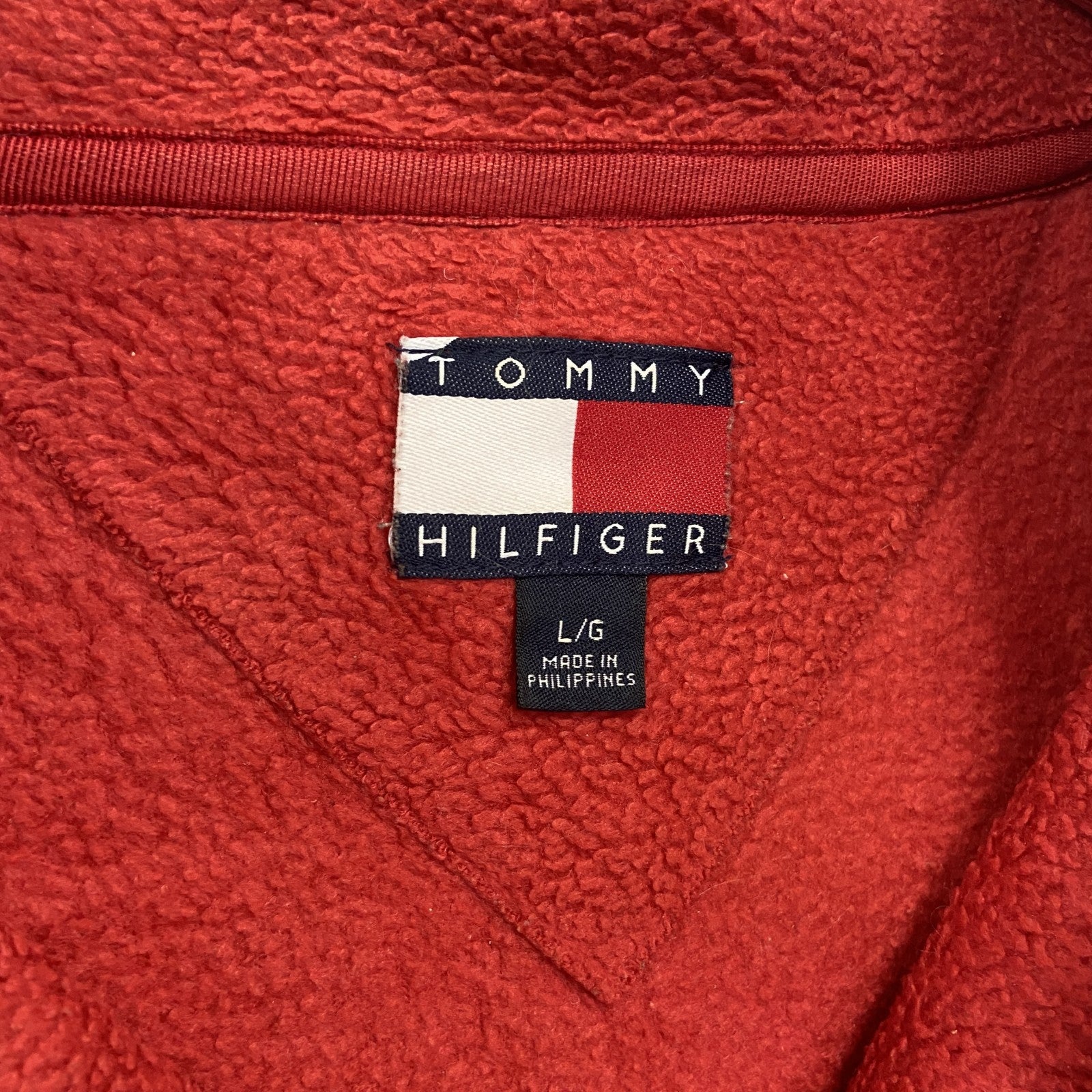 TOMMY HILFIGER　トミーヒルフィガー　ハーフジップフリースプルオーバー　赤　レッド　Lサイズ　古着