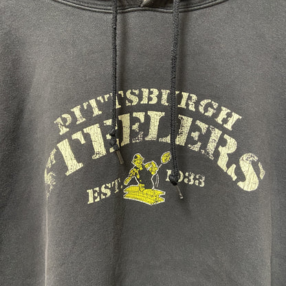 古着 used　Reebok リーボック　NFL　Pittsburgh Steelers　長袖プリントパーカー　オーバーサイズ