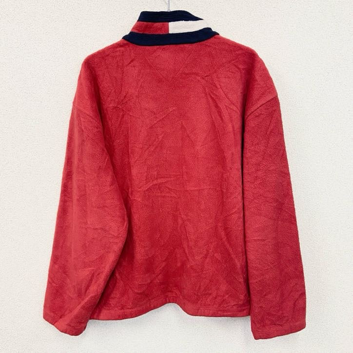 TOMMY HILFIGER　トミーヒルフィガー　ハーフジップフリースプルオーバー　赤　レッド　Lサイズ　古着