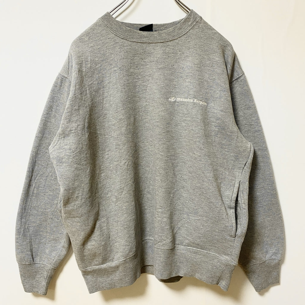 Reebok　リーボック　長袖ワンポイントロゴ刺繍スウェット　トレーナー　レトロデザイン　グレー　灰色　Lサイズ　古着
