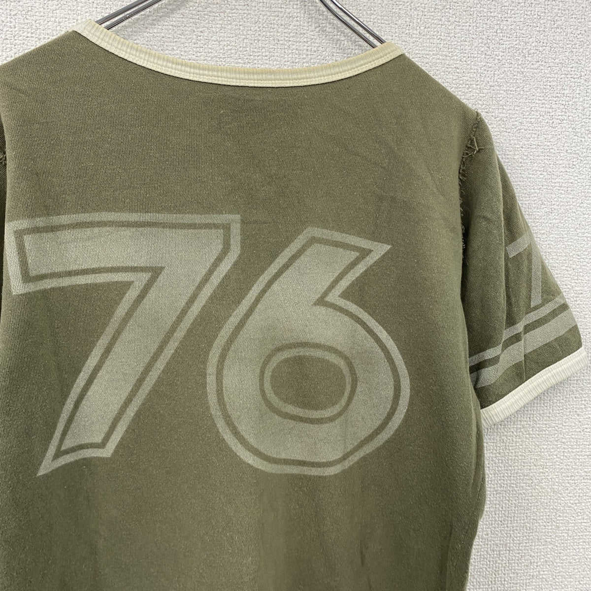 whiz limited　ウィズリミテッド　半袖プリントTシャツ　リンガーT　カーキ　Ｍサイズ 　古着