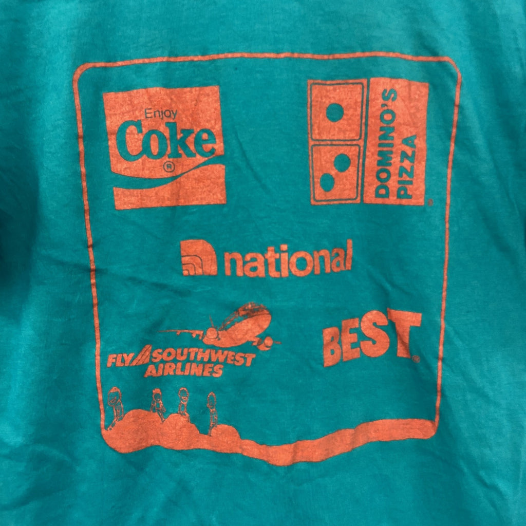 Hanes　ヘインズ　半袖プリントTシャツ　シングルステッチ　エメラルドグリーン　Mサイズ カットソー メンズ コットン 古着