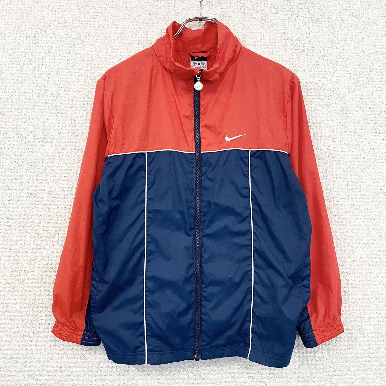 NIKE　ナイキ　フルジップジャケット　スウッシュ　赤　レッド　紺　ネイビー　Lサイズ　古着