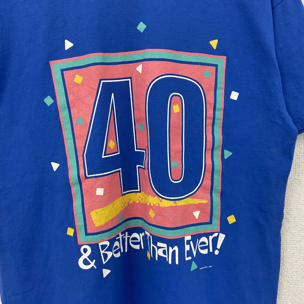 Hanes　ヘインズ　半袖プリントTシャツ　シングルステッチ　青　ブルー　Lサイズ カットソー メンズ コットン 古着