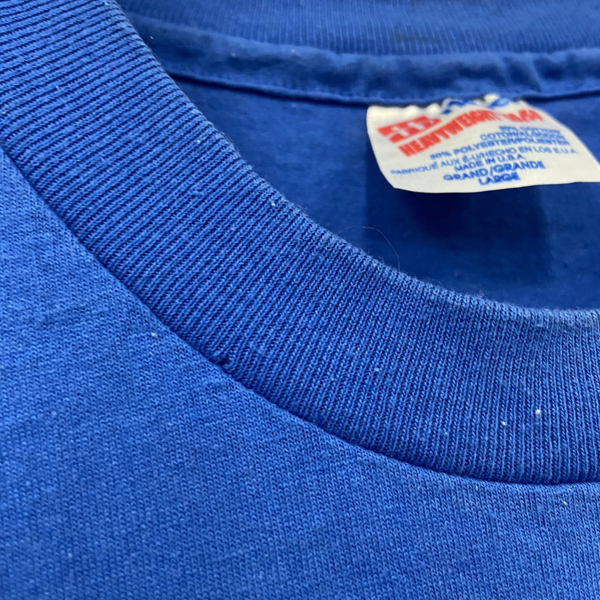 Hanes　ヘインズ　半袖プリントTシャツ　シングルステッチ　青　ブルー　Lサイズ カットソー メンズ コットン 古着