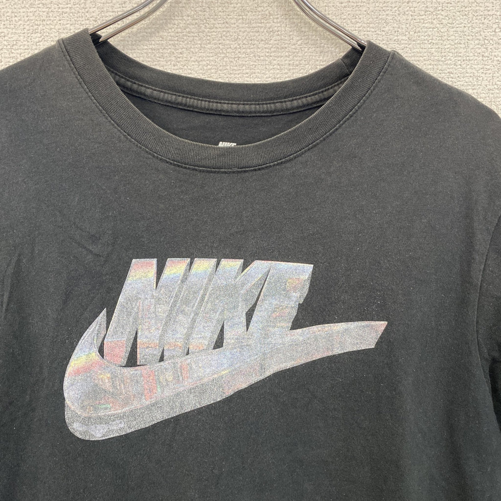 NIKE　ナイキ　半袖プリントTシャツ　スウッシュ　デカロゴ　黒　ブラック　Lサイズ　古着