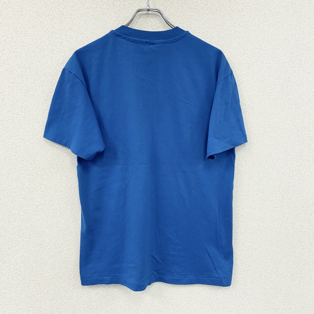 Hanes　ヘインズ　半袖プリントTシャツ　シングルステッチ　青　ブルー　Lサイズ カットソー メンズ コットン 古着