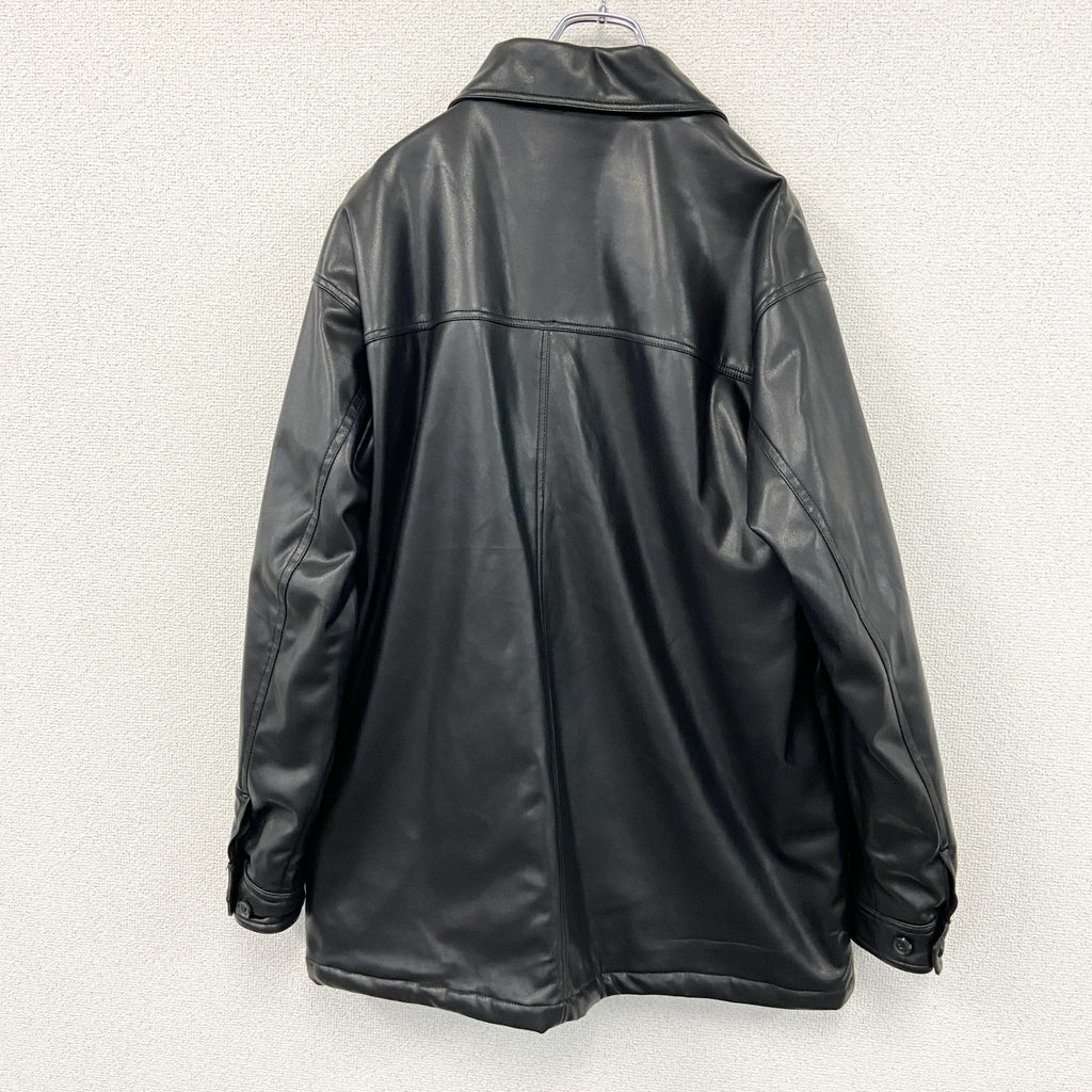 EMMA CLOTHES　エマクローズ　フェイクレザージャケット　中綿入り　黒　ブラック　Mサイズ　古着