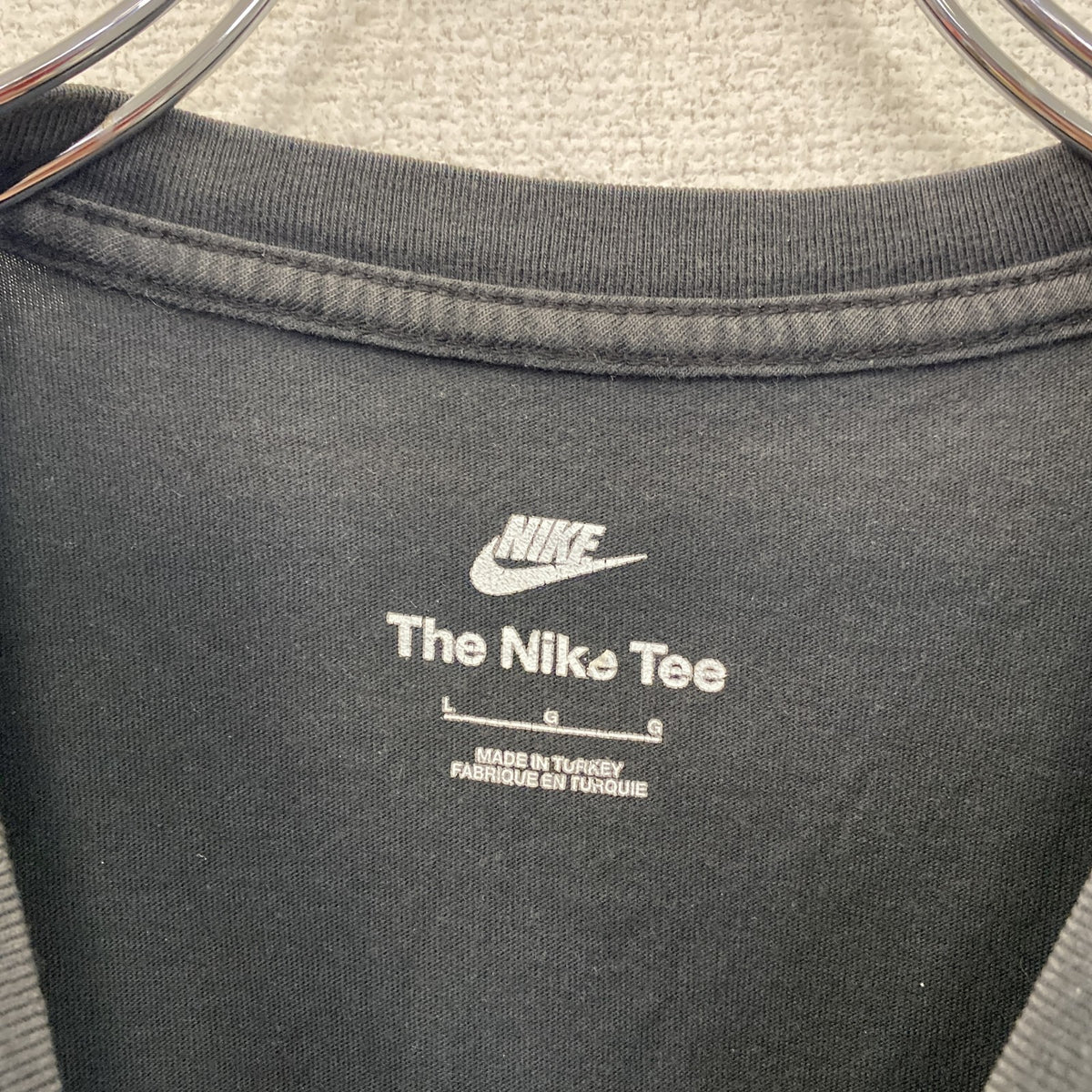 NIKE　ナイキ　半袖プリントTシャツ　スウッシュ　デカロゴ　黒　ブラック　Lサイズ　古着