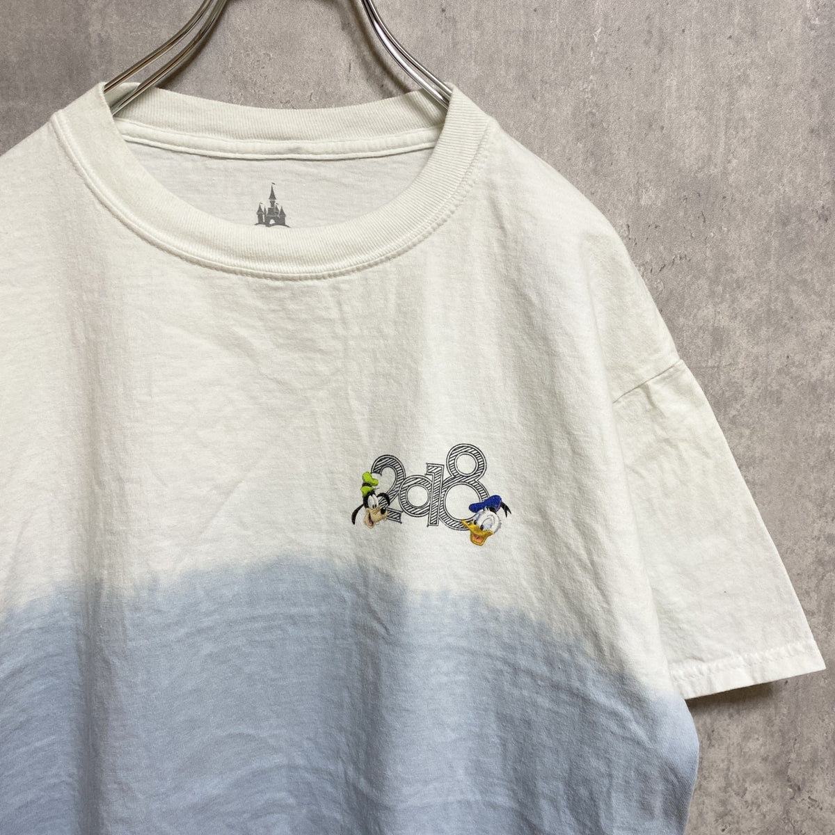 Disney ディズニー　Mickey ミッキー　半袖プリントＴシャツ　バックプリント　白　ホワイト　キャラクター　古着