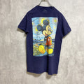 Disney ディズニー　Mickey ミッキー　半袖プリントＴシャツ　ネイビー　紺　キャラクター　クルーネック　古着