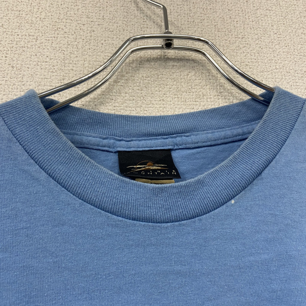 PRAIRIE MOUNTAIN　半袖プリントTシャツ　シングルステッチ　水色　ライトブルー　XLサイズ カットソー メンズ コットン 古着