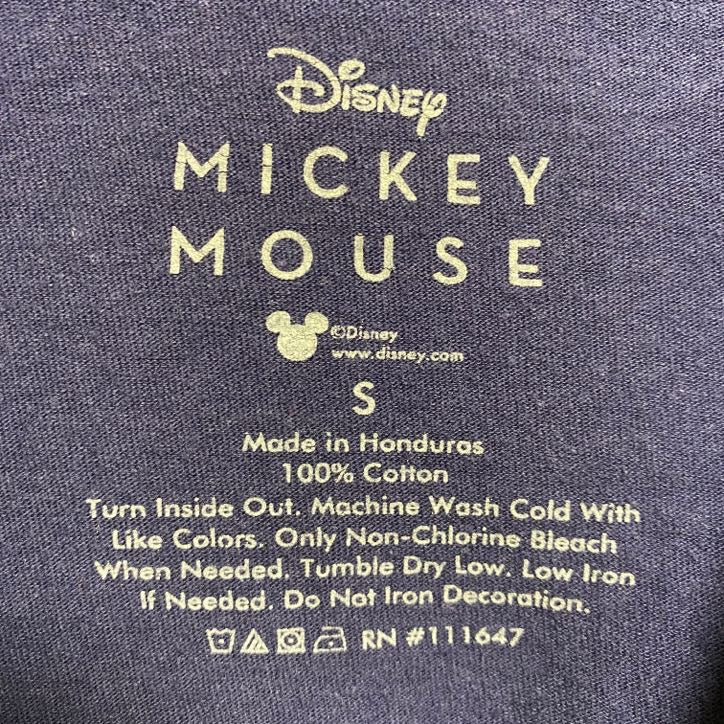 Disney ディズニー　Mickey ミッキー　半袖プリントＴシャツ　ネイビー　紺　キャラクター　クルーネック　古着