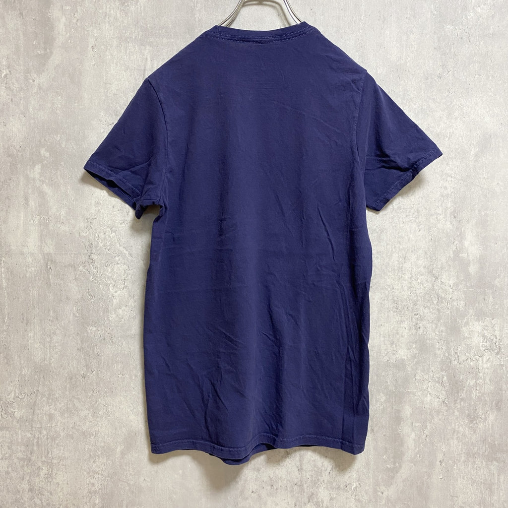 Disney ディズニー　Mickey ミッキー　半袖プリントＴシャツ　ネイビー　紺　キャラクター　クルーネック　古着