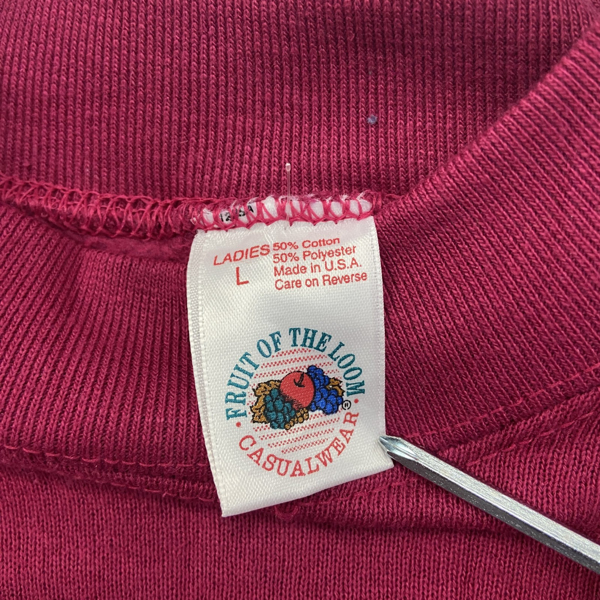 80s～　FRUIT OF THE LOOM　フルーツオブザルーム　スウェット/トレーナー　ピンク　Lサイズ　　ヴィンテージ　古着