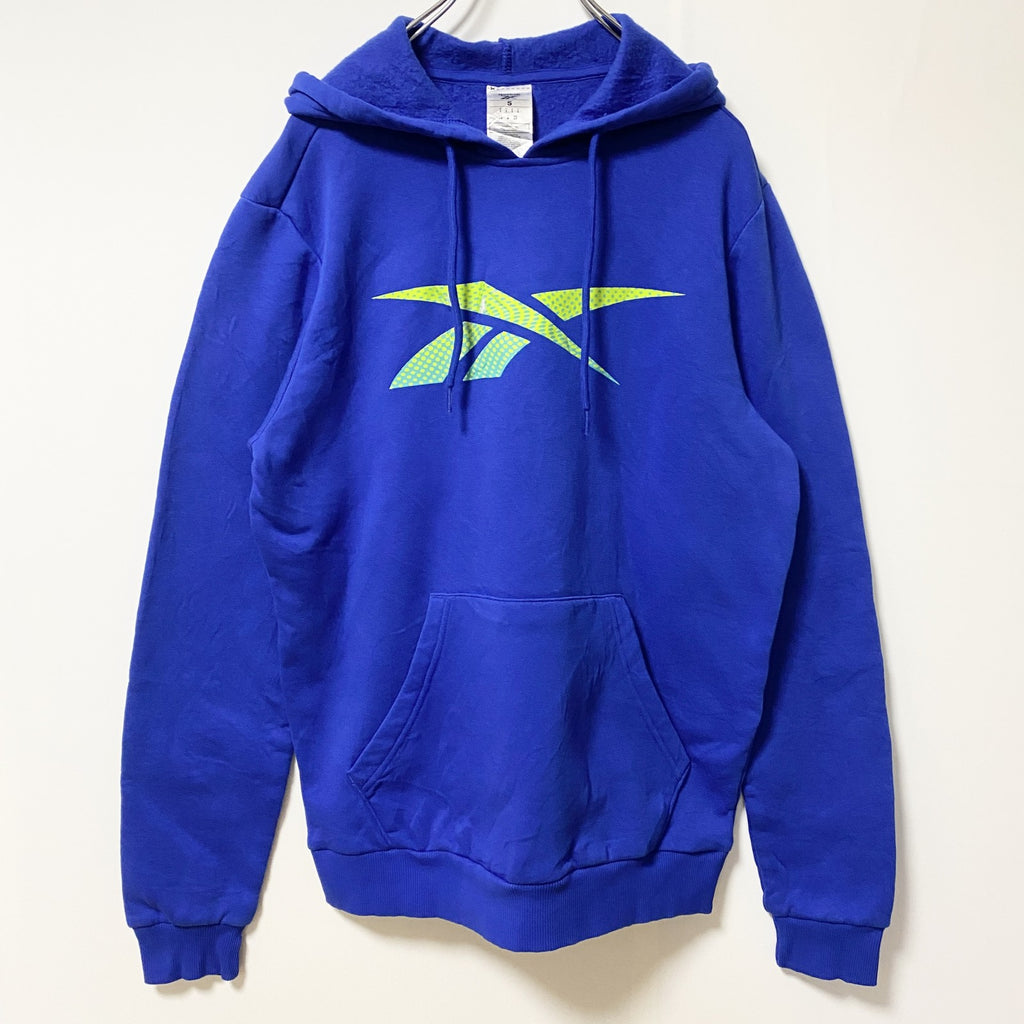 Reebok　リーボック　スウェットパーカー/フーディー　デカロゴ　青　ブルー　Sサイズ　古着