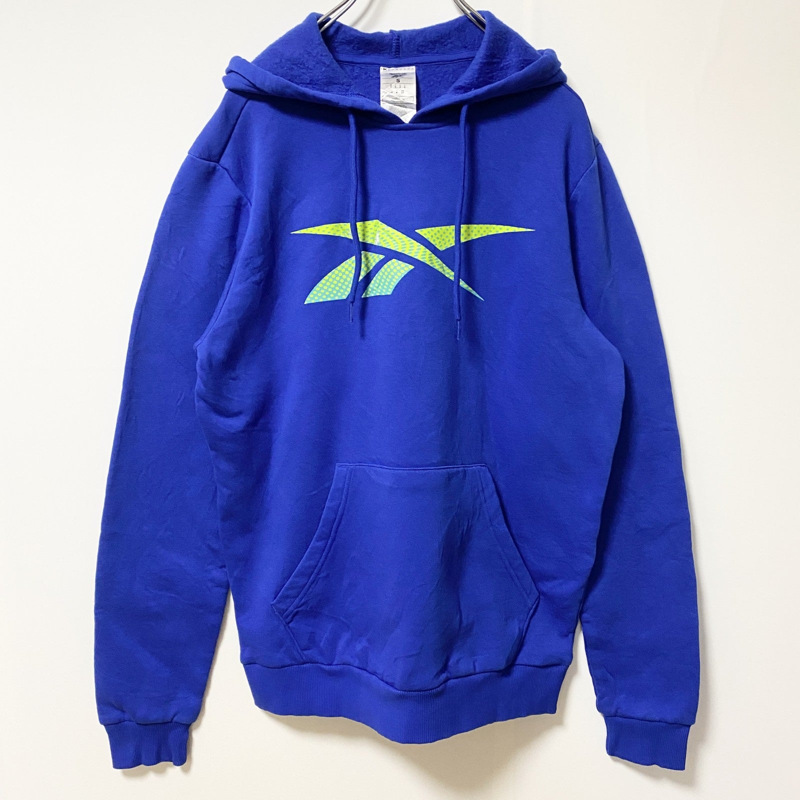 Reebok　リーボック　スウェットパーカー/フーディー　デカロゴ　青　ブルー　Sサイズ　古着