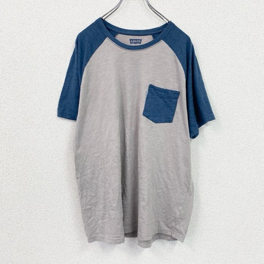 Levi's　リーバイス　半袖ポケットTシャツ　ポケT　ラグランスリーブ　青　ブルー　グレー　XLサイズ