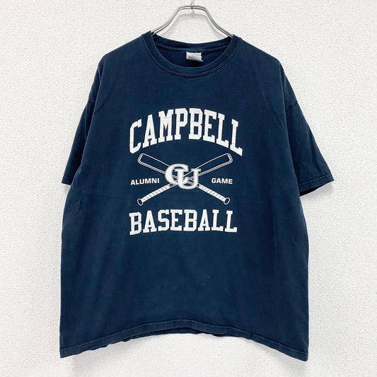 GILDAN　ギルダン　キャンベル大学　半袖プリントTシャツ　カレッジT　野球　紺　ネイビー　XLサイズ　