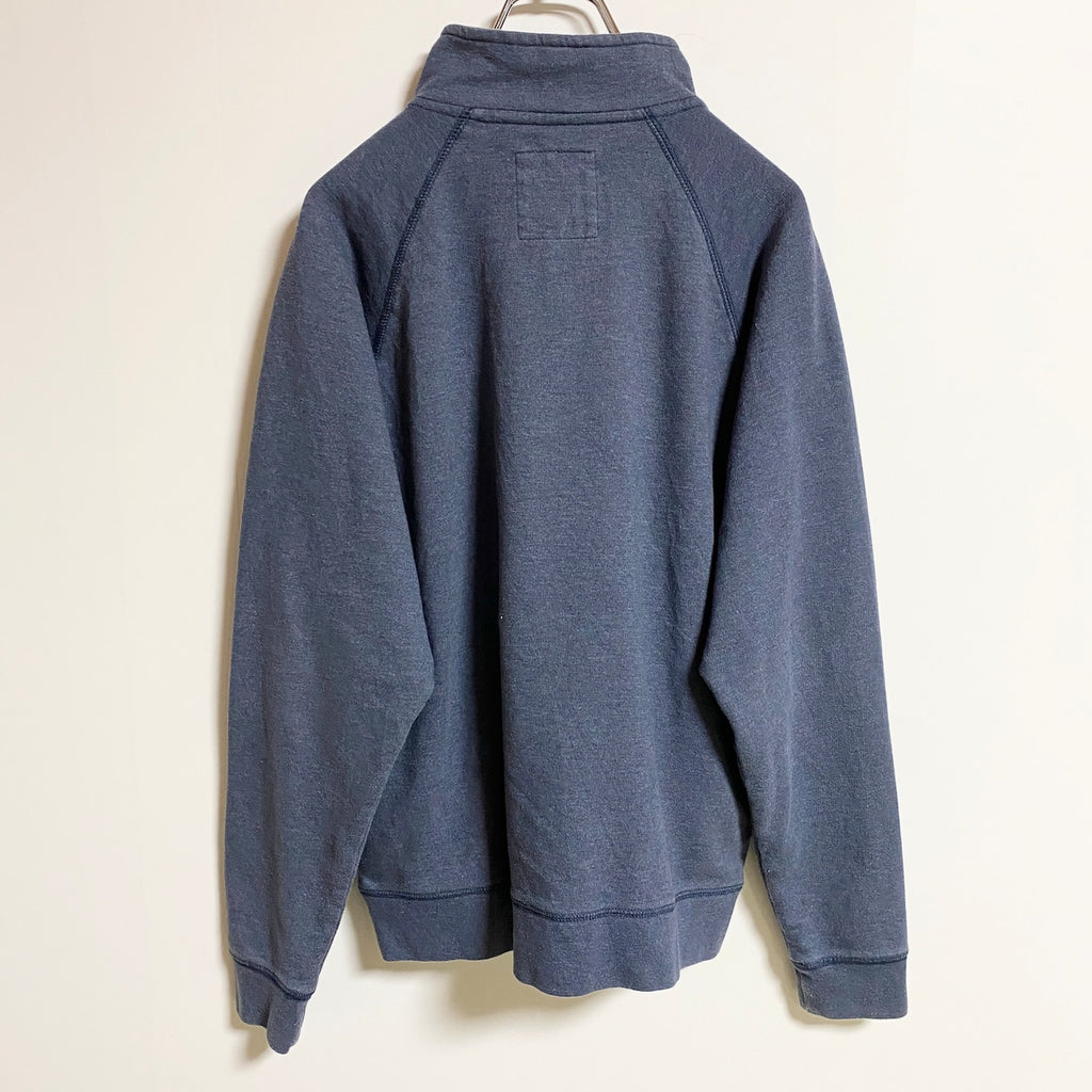 Legacy　長袖ハーフジップスウェット　トレーナー　ワンポイント刺繍　くすみブルー　青　秋冬服　Mサイズ　古着