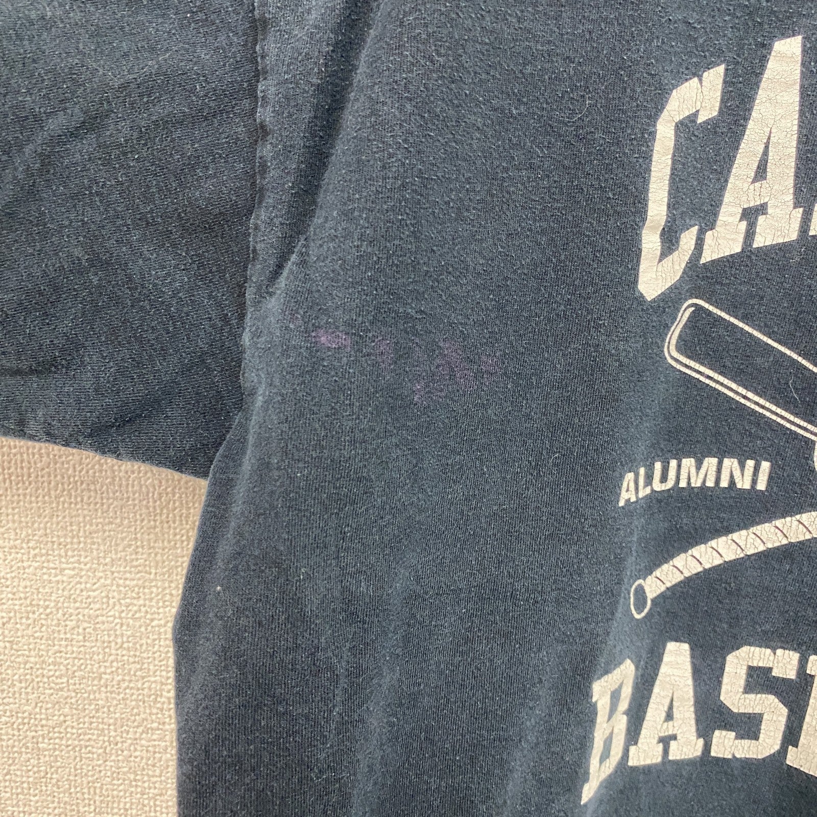 GILDAN　ギルダン　キャンベル大学　半袖プリントTシャツ　カレッジT　野球　紺　ネイビー　XLサイズ　　古着