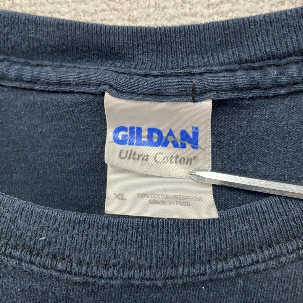 GILDAN　ギルダン　キャンベル大学　半袖プリントTシャツ　カレッジT　野球　紺　ネイビー　XLサイズ　　古着