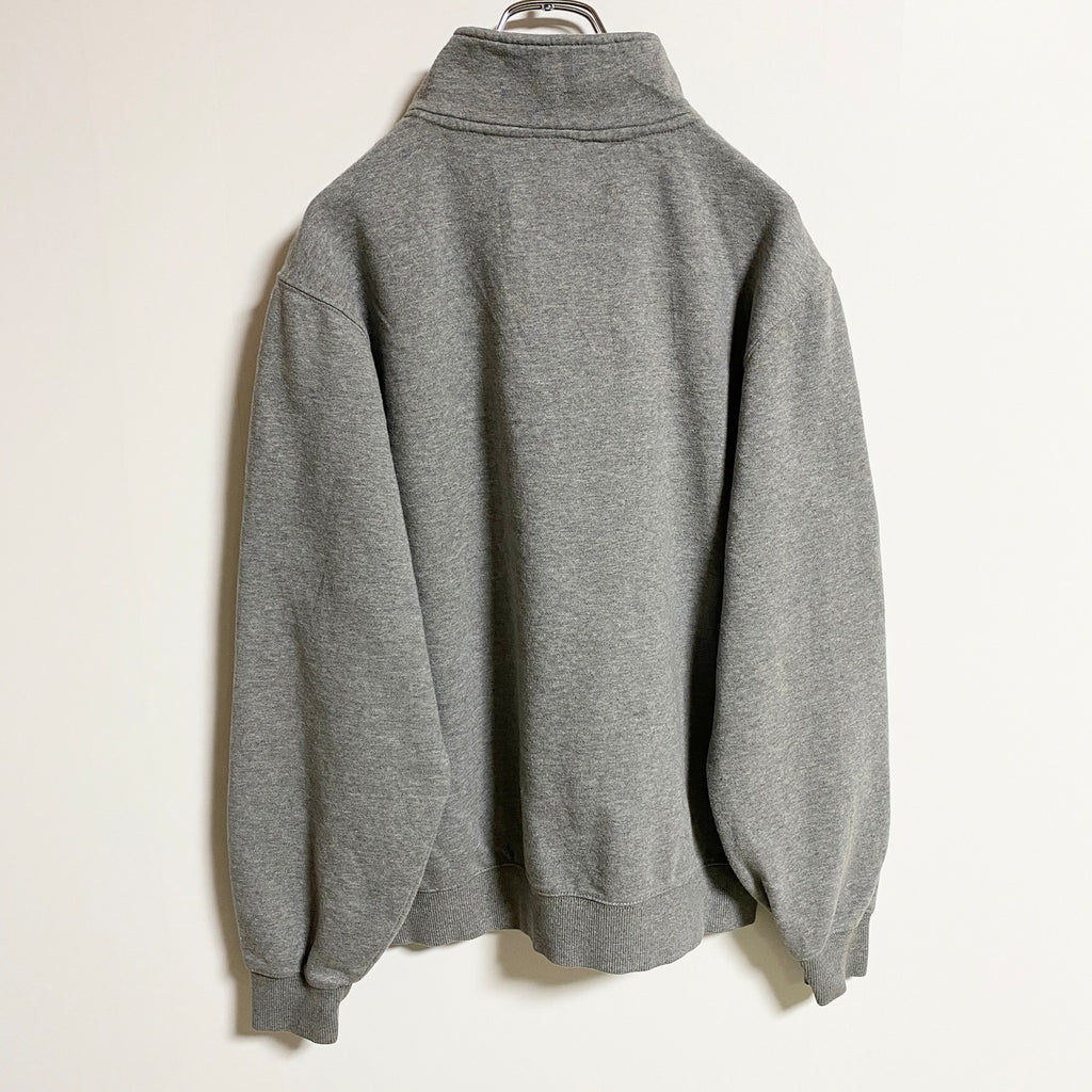 SportTek　長袖ハーフジップスウェット　トレーナー　ワンポイント刺繍　ソフトボール　グレー　灰色　秋冬服　Sサイズ　古着