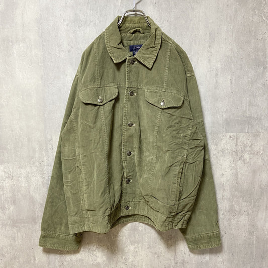 古着 used　IZOD JEANS アイゾッド　長袖コーデュロイジャケット　アウター　カーキ　アースカラー　秋冬服　Lサイズ