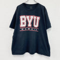 RUSSELL　ラッセル　BYU　ブリガムヤング大学　半袖プリントTシャツ　カレッジロゴ　黒　ブラック　　古着