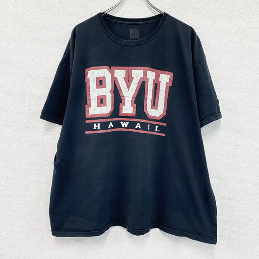 RUSSELL　ラッセル　BYU　ブリガムヤング大学　半袖プリントTシャツ　カレッジロゴ　黒　ブラック