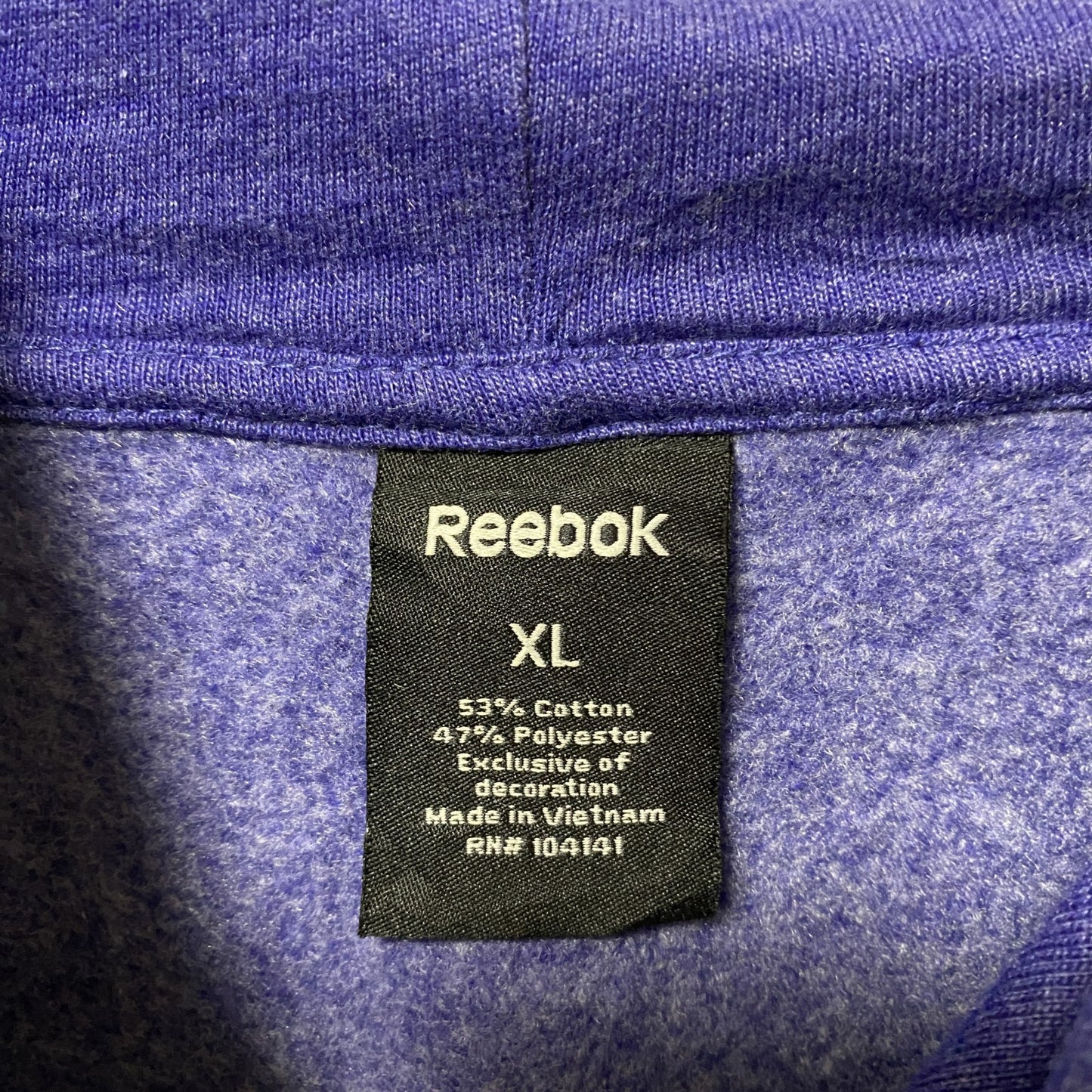 古着 used Reebok リーボック 長袖ラグランスリーブプルオーバーパーカー　フーディー　ノームコア　ブルー　XLサイズ