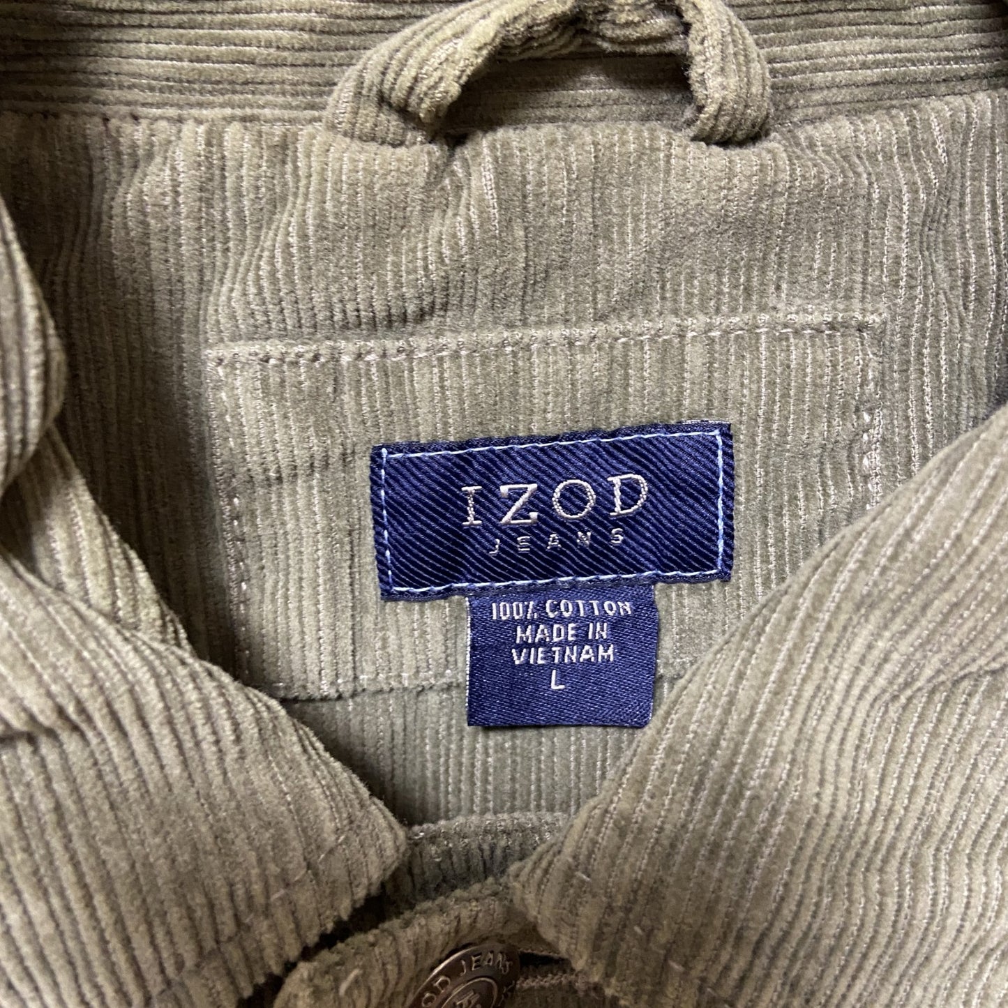 古着 used　IZOD JEANS アイゾッド　長袖コーデュロイジャケット　アウター　カーキ　アースカラー　秋冬服　Lサイズ