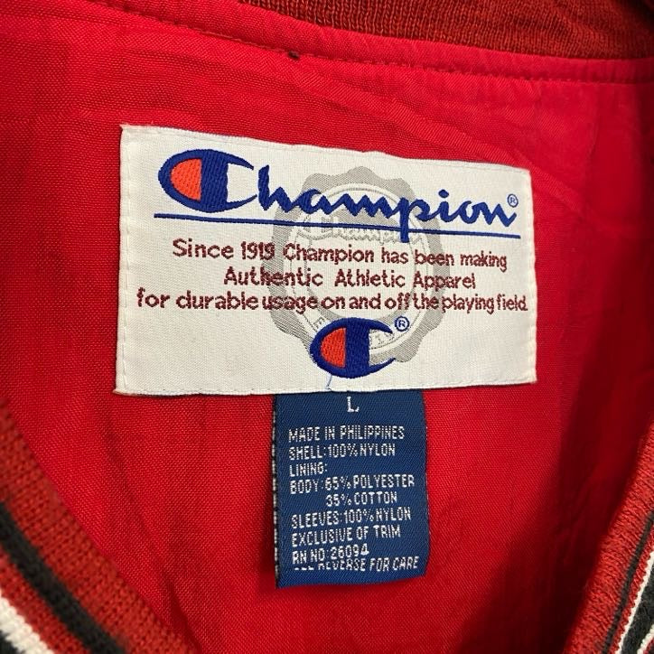 90s　champion　チャンピオン　プルオーバージャケット　ヴィンテージ　黒　ブラック　Lサイズ メンズ ポリエステル コットン 古着