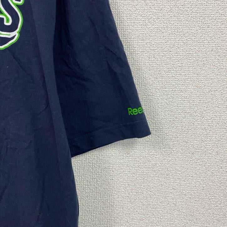 Reebok　リーボック　半袖プリントTシャツ　ネイビー　紺　XLサイズ　古着