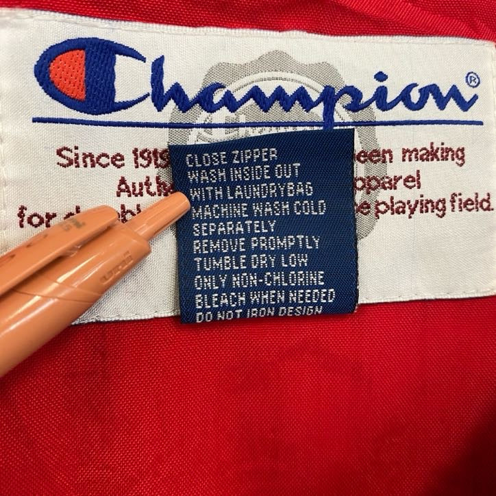 90s　champion　チャンピオン　プルオーバージャケット　ヴィンテージ　黒　ブラック　Lサイズ メンズ ポリエステル コットン 古着