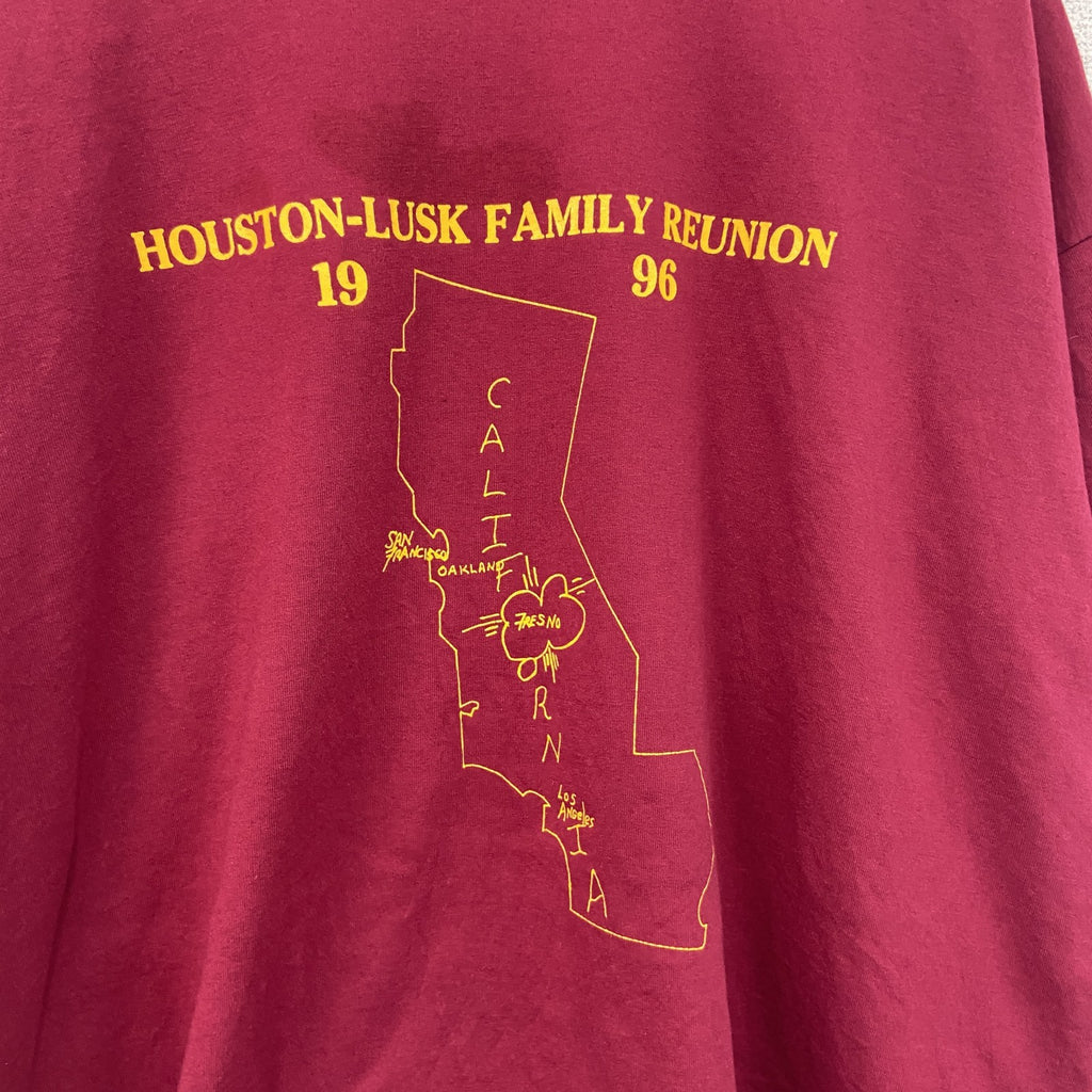 FRUIT OF THE LOOM　フルーツオブザルーム　半袖プリントTシャツ　シングルステッチ　ボルドー　3XLサイズ　古着