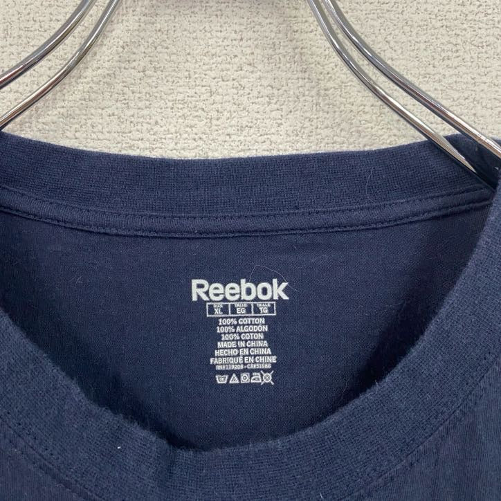 Reebok　リーボック　半袖プリントTシャツ　ネイビー　紺　XLサイズ　古着