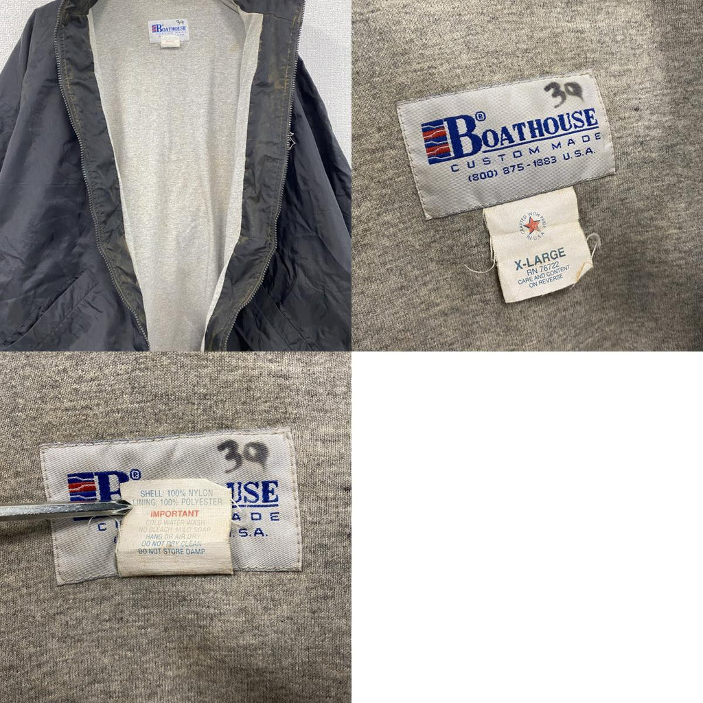 ～90s　BOATHOUSE　ボートハウス　フルジップナイロンジャケット　ヴィンテージ　黒　ブラック　XLサイズ　古着