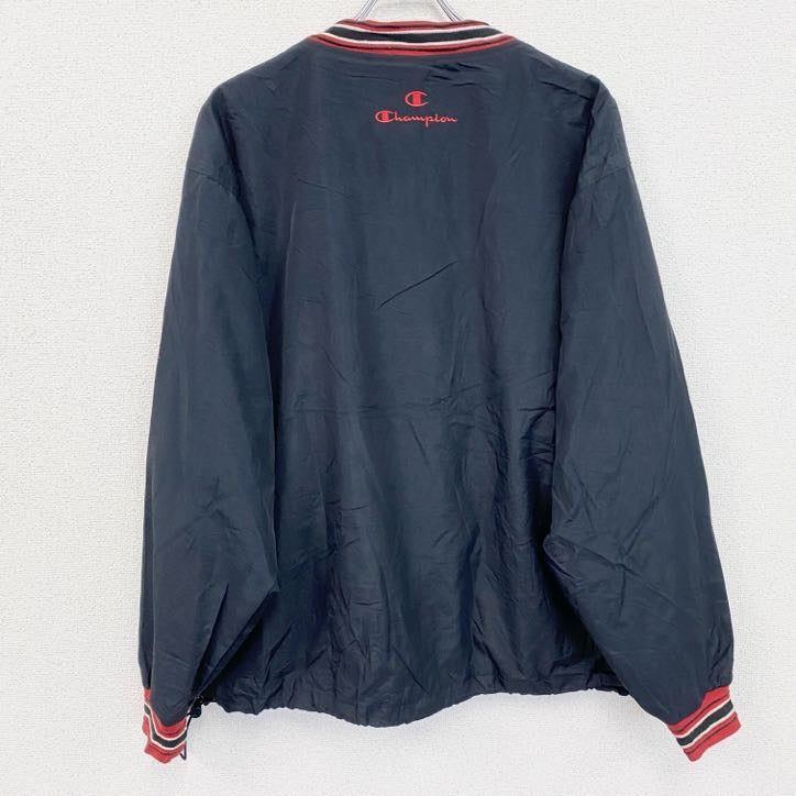 90s　champion　チャンピオン　プルオーバージャケット　ヴィンテージ　黒　ブラック　Lサイズ メンズ ポリエステル コットン 古着