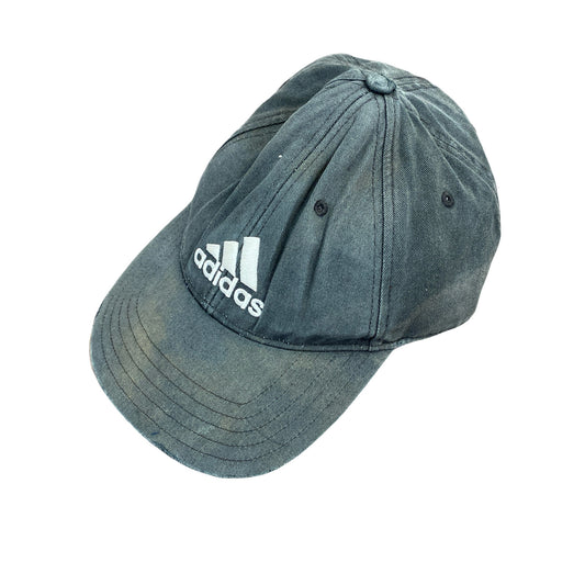 adidas　アディダス　6パネルキャップ　ベースボールキャップ　デカロゴ　黒　ブラック　フリーサイズ