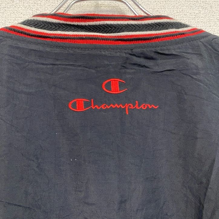 90s　champion　チャンピオン　プルオーバージャケット　ヴィンテージ　黒　ブラック　Lサイズ メンズ ポリエステル コットン 古着