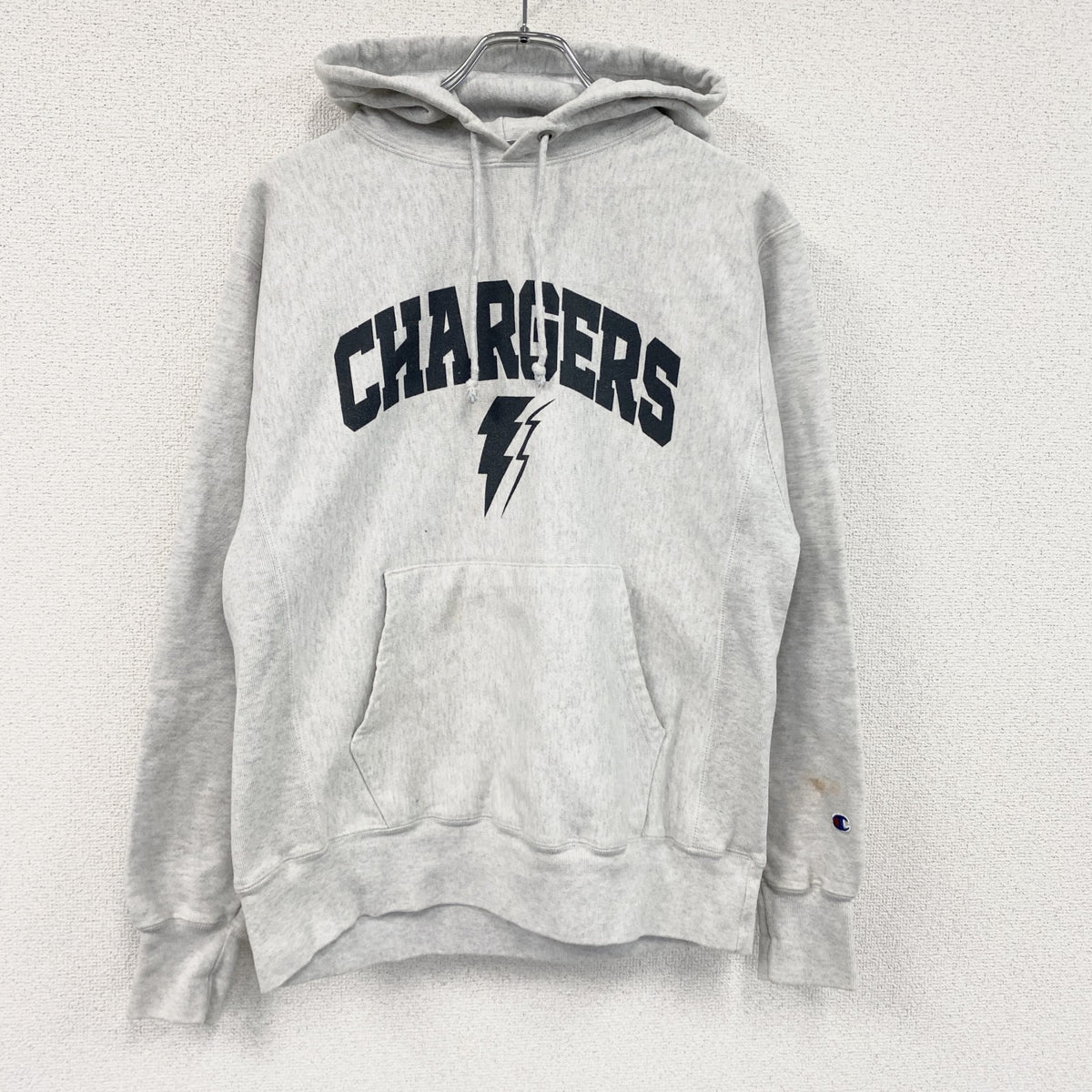 Champion　チャンピオン　リバースウィーブ　スウェットパーカー/フーディー　アーチプリント　現行　霜降りグレー　Mサイズ　古着