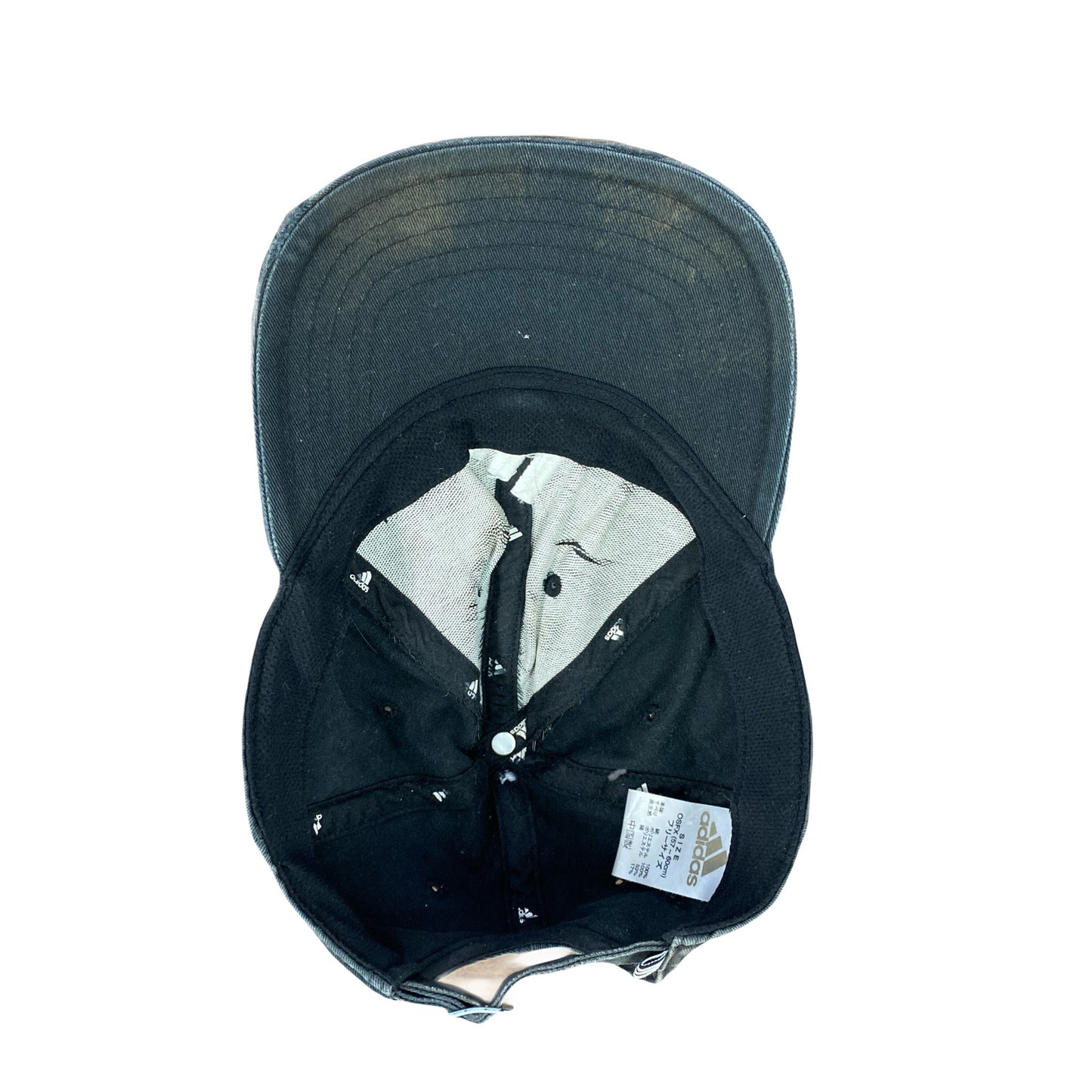 adidas　アディダス　6パネルキャップ　ベースボールキャップ　デカロゴ　黒　ブラック　フリーサイズ