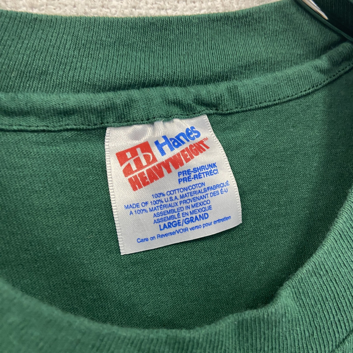 Hanes　ヘインズ　半袖プリントTシャツ　シングルステッチ　緑　グリーン　Lサイズ カットソー メンズ コットン 古着