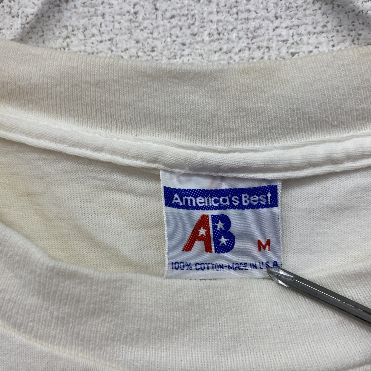 90s　America's Best　半袖Tシャツ　シングルステッチ　無地　ヴィンテージ　白　ホワイト　Mサイズ　古着