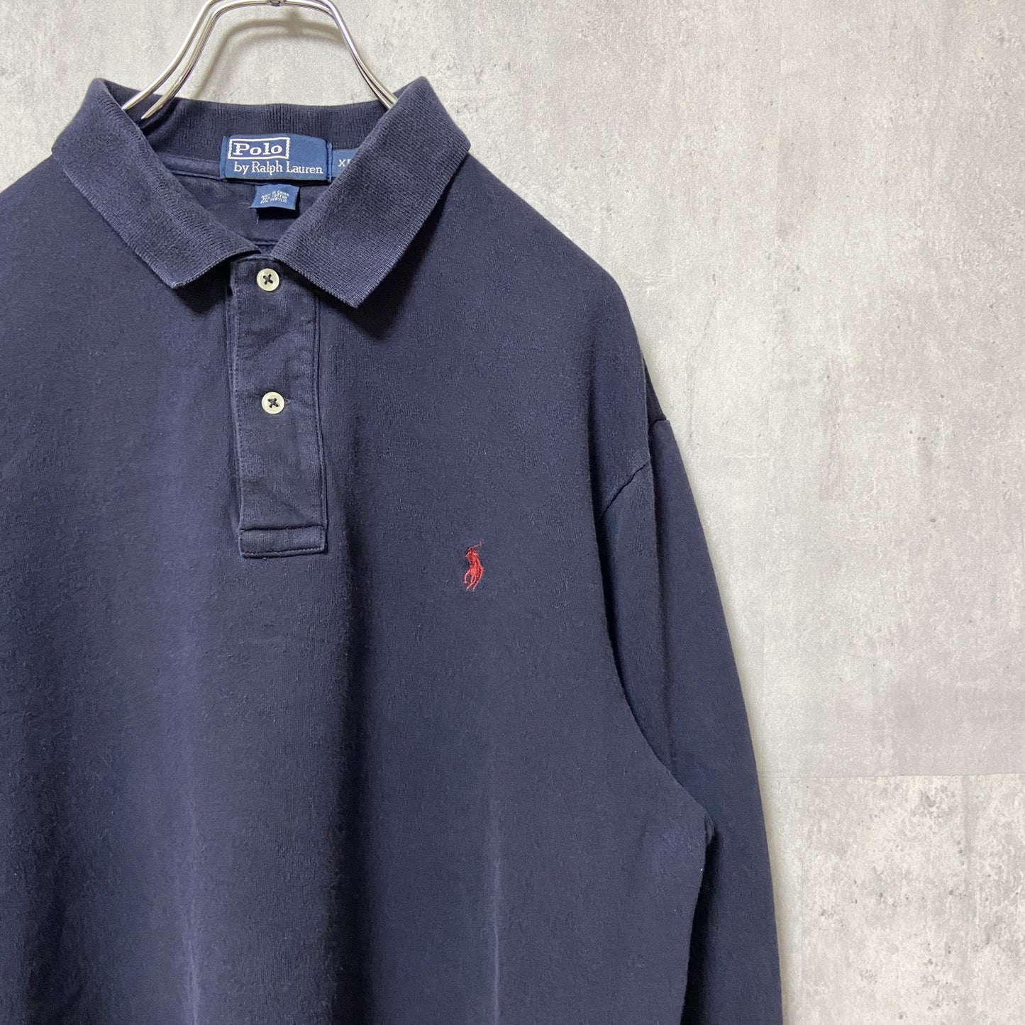 古着 used　Polo by Ralph Lauren　ポロバイラルフローレン　長袖ポロスウェット　ワンポイント刺繍　XLサイズ