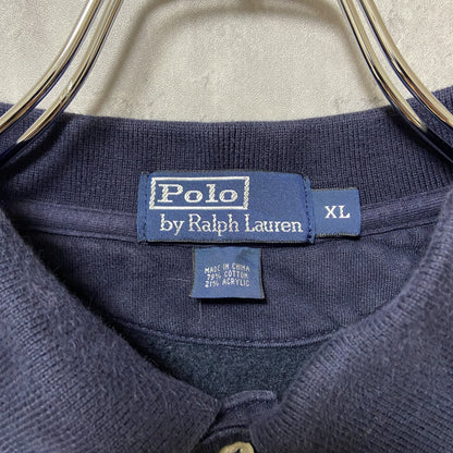 古着 used　Polo by Ralph Lauren　ポロバイラルフローレン　長袖ポロスウェット　ワンポイント刺繍　XLサイズ