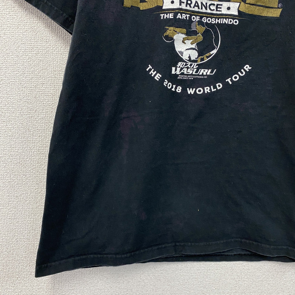 M&O　Alain Sailly　アランセイリー　半袖プリントTシャツ　護身道　黒　ブラック　Mサイズ　古着
